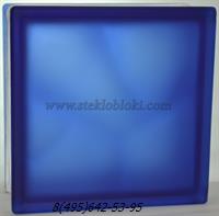Стеклоблок Vitrablok окрашенный в массе волна синий полуматовый