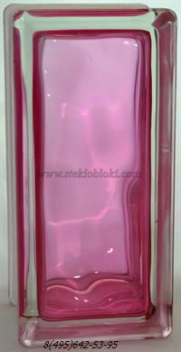 Стеклоблок Vitrablok окрашенный внутри половинка волна розовый